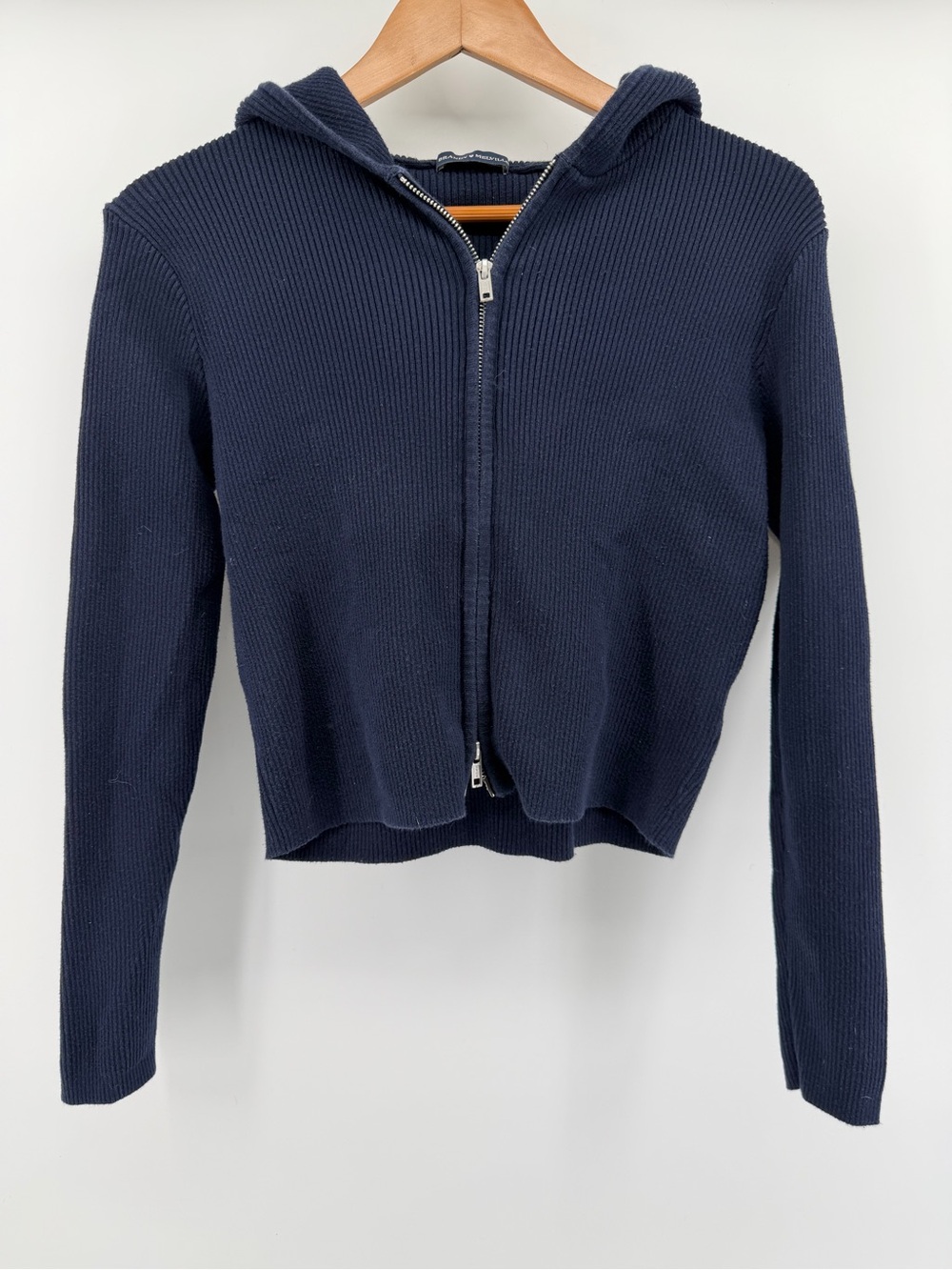 Brandy Melville Navy Zip-Up Hooded Cardigan size XS/S